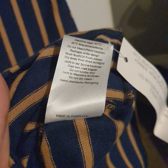 Poetry Dress Women Size US 18 Blue Tan Striped Faux Wrap Everyday NWT Cotton - Picture 5 of 7